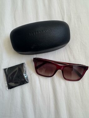 Salvatore Ferragamo Deep Burgundy Frame Sunglasses with Gradient Lenses